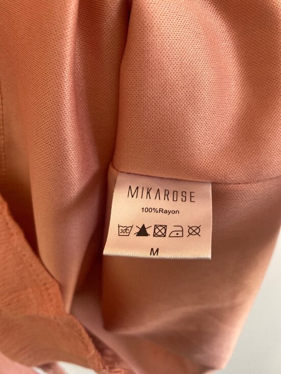 Mikarose Women's Size M Dusty Rose Short-Sleeve Tiered Midi Dress 100% Rayon - Picture 5 of 7